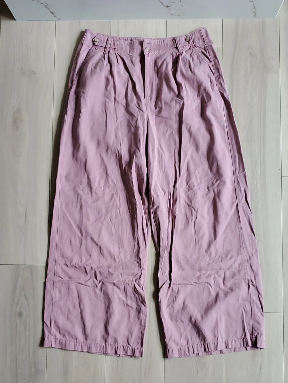 Madewell Linen Pants Womens 14 Harlow‎ Wide-Leg Chinos in Dusty Pink